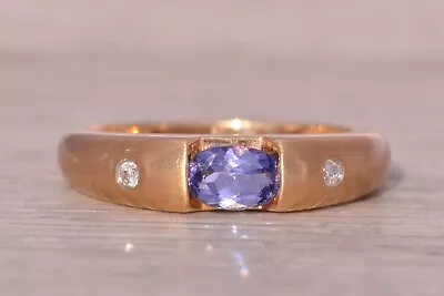 New Old Stock Vintage Tanzanite And Diamond Ring In Yellow Gold • £897.58