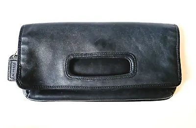 Vintage Coach Legacy Foldover Cut Out Clutch Bag Black Leather 48406 • $154.99