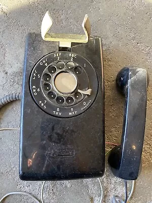 Vtg Northern Bell System Western Black Rotary Phone Wall Telephone 1970s 60s • $24.99