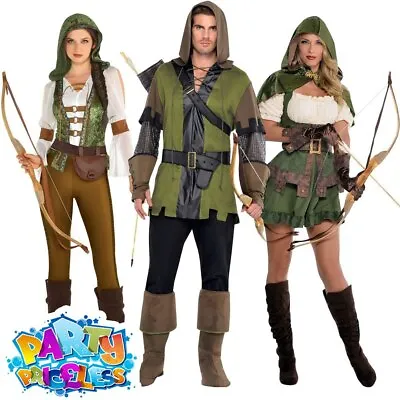 £35.99 • Buy Adult Robin Hood Costume Prince Of Thieves Men Women Huntress Outlaw Fancy Dress