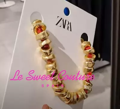 Zara Woman Nwt Ss24 Contrast Rhinestone Necklace Golden 4548/036 • $44.50