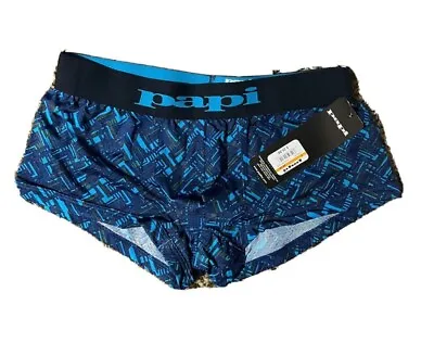 Papi Blue/navy Brazailian Modern Stretch Trunk Underwear Size L Bnwt 626597-953 • $5.99