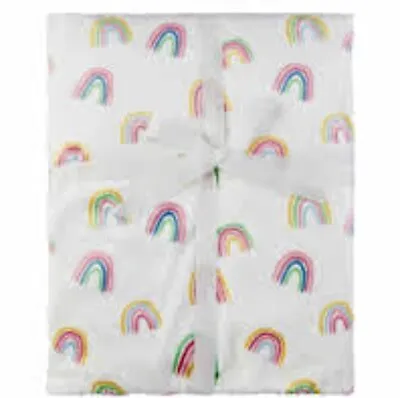 New Mud Pie Baby Girls Premium Plush Minky Shepa Rainbow Crib Blanket 34” X 28” • $28