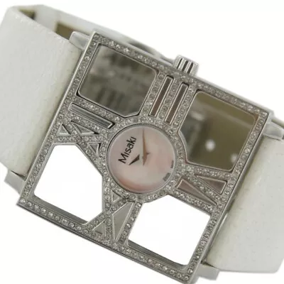 Misaki Ladies Watch Wristwatch Pcuwdiva Leather Band White Zirconia New • $178.85