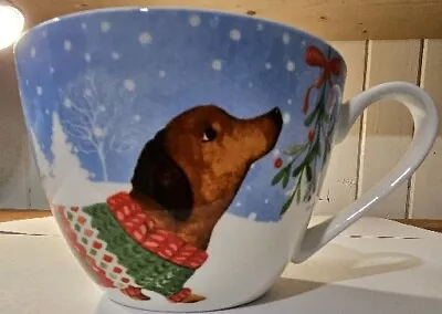 Portobello By Design Bone China Dachshund Dog Winter Holiday Coffee Tea Cup 18oz • $25