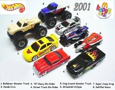 2001 Hot Wheels Mcdonalds Happy Meal Toys - U - Pick • $4.99