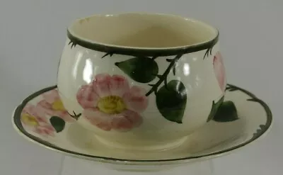 Villeroy Boch Wild Rose Mid Century Pink Green Gravy Boat Attached Underplate • $24.99