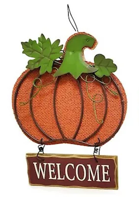 Ashland Brand Metal & Burlap Pumpkin Thanksgiving  Welcome  Wall Sign 12   • $16.99