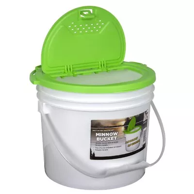 3.5 Gallon Plastic Minnow Bucket Bait Storage With Vented Lid Green 12  • $18.19