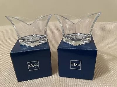 2New Mikasa Crystal Cityscape Clear Glass Votive Candle Holders • $25