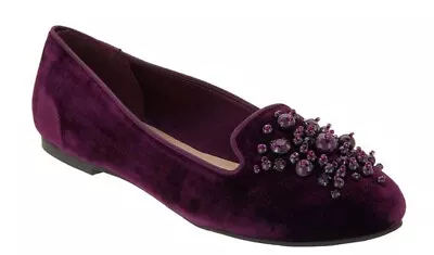 Isaac Mizrahi Live! Velvet Loafers With Ornament Detail Vivid Plum • $31.99