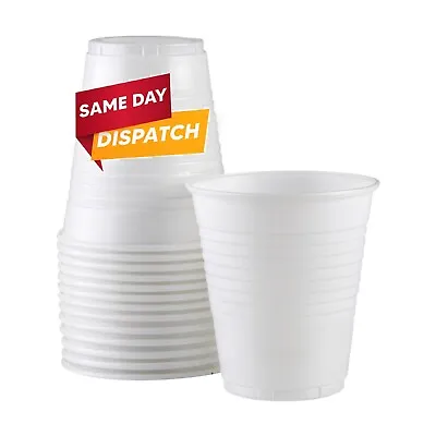 200 X White Plastic Cups 7 Oz For Water Coolers Vending Drinks Reusable Glass - • £9.45