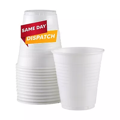 200 X White Plastic Cups 7 Oz For Water Coolers Vending Drinks Reusable Glass • £9.45