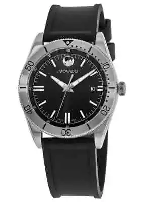 Movado Sport 0607434 Black Dial Stainless Steel Rubber Strap Men's Watch • $339.99