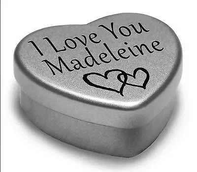 I Love You Madeleine Mini Heart Tin Gift For I Heart Madeleine With Chocolates • £3.47