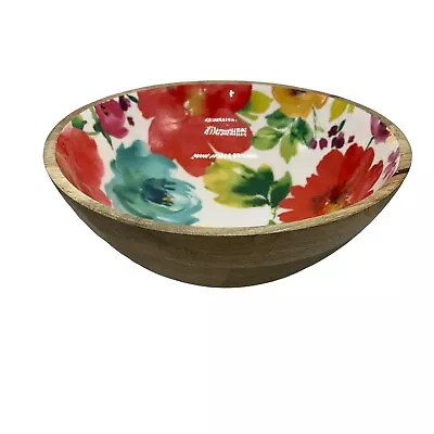 The Pioneer Woman 11.5  Round Breezy Blossom Mango Wood Serving Salad Bowl • $24.99