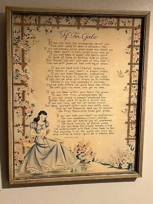 Vintage Hallmark Motto Framed 8.5x10 In  If For Girls  J.P. McEvoy 1940s Glitter • $34.95