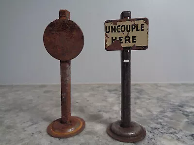 Set Of 2 Vintage Marx Toy Train Metal 2.5   Tall Railroad Signs • $9.99