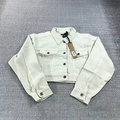 KSUBI Jacket Womens Small Cropped Billie Mallow Denim Jacket Off White Coat • $202.05