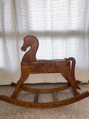 Antique Vintage Hand Carved Wood Rocking Horse 1990s • $10