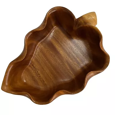 Vintage Hawaiian Leaf Style Salad Bowl Monkey Pod Wood Mid-Century 1950s • $25