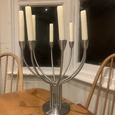 Vintage IKEA Stockholm Pewter Toned Metal Candelabra By K Hagberg And M. Hagberg • £15