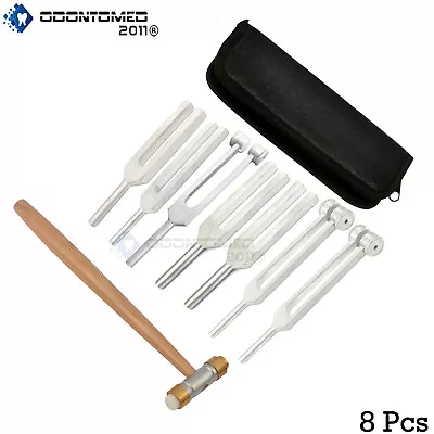 8Pcs Medical Tuning Fork Set Instruments Healing Vibration Therapy Chakra Hammer • $27.49