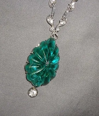 Superb Antique Victorian/edwardian Sterling Silver  Paste & Green Glass Necklac • $1875