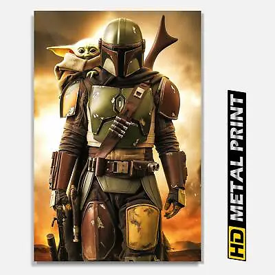 Mandalorian Baby Yoda Metal Print Star Wars Wall Decor Geek Gift • $44.99