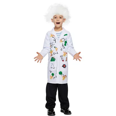 Boys Mad Scientist Costume Kids Lab Coat With Wig Halloween Party Fancy Dress • $24.99