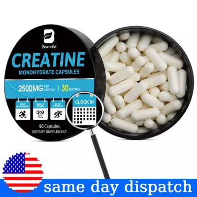 Beworths Creatine Monohydrate Capsules - Bodybuilding Muscle Growth - 90 Pills • $14.59