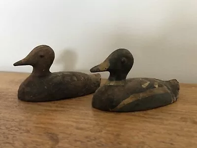 Vintage Duck Figurine X2 Iron Metal Hand Painted 3” Mallard Paperweight Decoy • $4.97