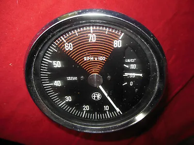 ALFA ROMEO 1750 GTV Used Original VEGLIA TACHOMETER Integral OIL PRESSURE GAUGE • $150