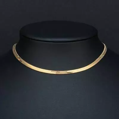£2.72 • Buy Simple Sexy Gold/Silver Plated Shiny Flat Plain Snake Bone Chain Choker Necklace