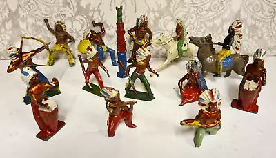 Vintage Lot X 14 Lead /Metal Cast Toy Native North American Indians British Made • £31