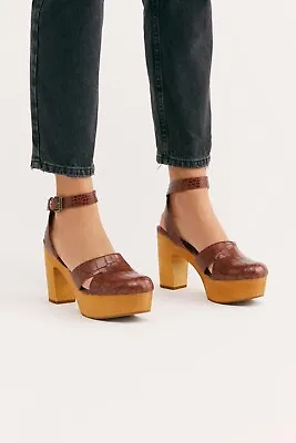 New Free People Matisse Vegan Sunset Platform Heel Clogs Size 10 Brown • $65.69