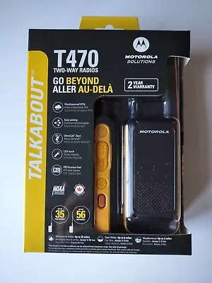 Motorola Talkabout T470 Two-Way Radio 35 Mile 2 Pack NOAA Black & Yellow • $72.99