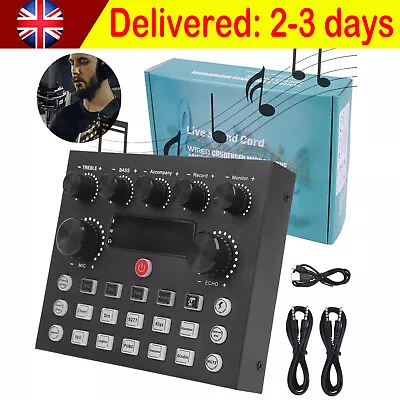 7 Modes Live Streaming Live Karaoke Sound Card Mixer Audio Mixer For Recording P • £14.89