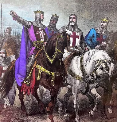 Crusader King Deus Vult God Wills Hand-colored & Framed Knights Templar Crusades • $77.70
