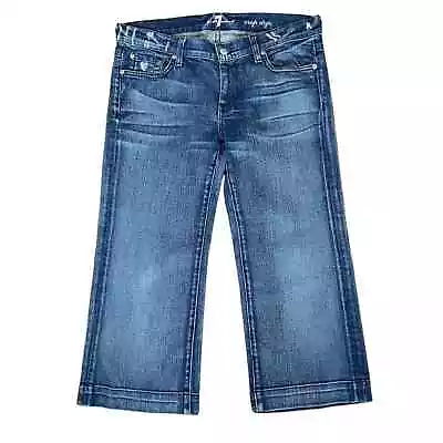 7 For All Mankind Crop Dojo Jeans Womens 29 Medium Rinse Wide Leg Mid Rise • $39.98
