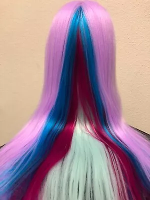 Cosmetology Mannequin Head Hair Training Synthetic 26  Purple Blue Pink • $8.91