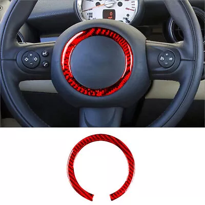 For Mini Cooper 2007-10 Red Carbon Fiber Interior Steering Wheel Logo Cover Trim • $9.92