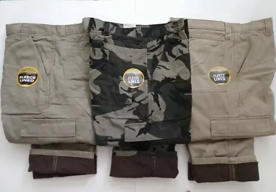 Wrangler Fleece Lined Cargo Pants Relaxed Fit - Work Fishing Hunting - Mens • $46.99