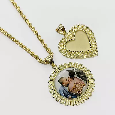 10K Solid Gold Picture Photo Memory Rolex Round Heart Pendant Charm • $499