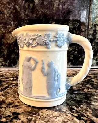 Vintage Wedgwood Queen's Ware Blue On White Miniature Creamer England Pitcher 4  • $19.99