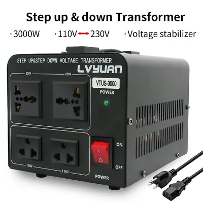 3000W 110V-220V 220V-110V Transformer Step Up Down Voltage Converter US Plug • $59.49