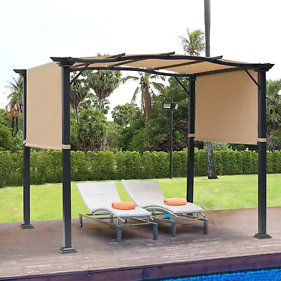 8' X 10' Steel Frame Fabric Outdoor Gazebo Retractable Canopy Shade Awning • $327.99