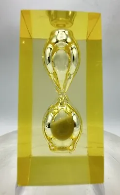 Vintage UNIQUE Lucite Yellow Plastic Hourglass Sand Timer MCM Art Deco Rectangle • $39.99