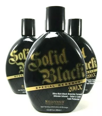 3 NEW Millennium SOLID BLACK SPECIAL RESERVE 200X TANNING BED LOTION 13.5 OZ • $95.75