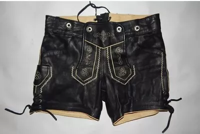 Mondkini Lederhosen Mens S Oktoberfest Embroidery Black Leather • $30